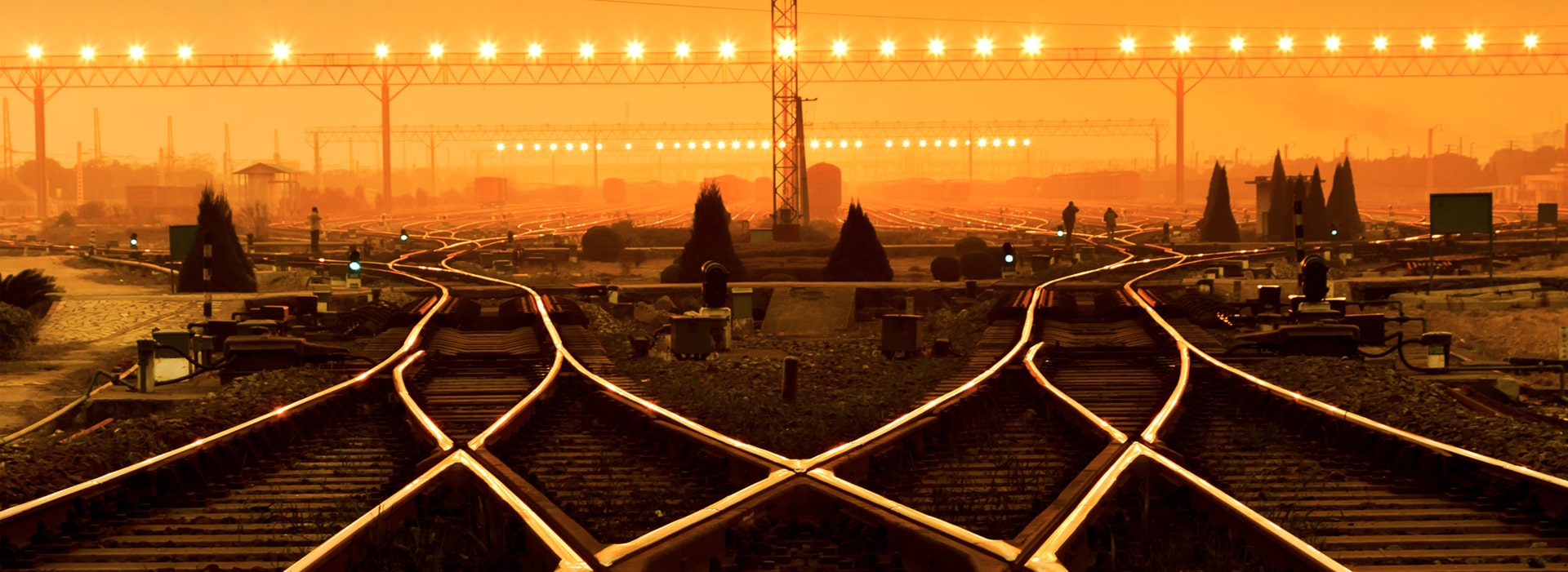 Railway Engineering — track yard at dusk