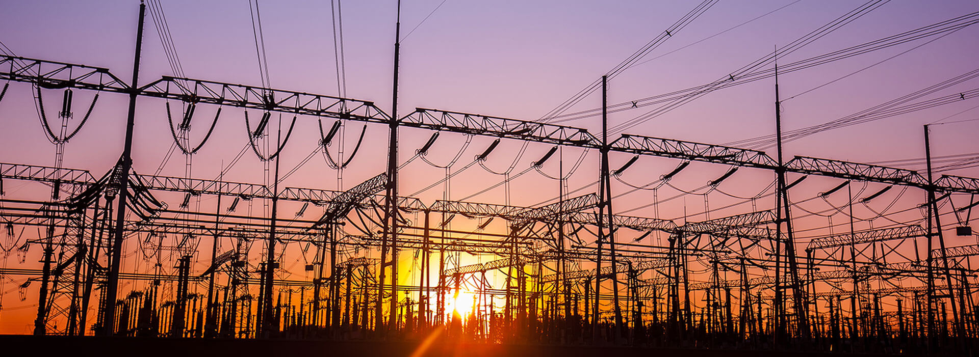 Power — Transmission & Distribution — substation at sunset